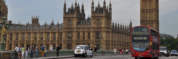 Houses of Parliament viewed from the road of Westminster bridge