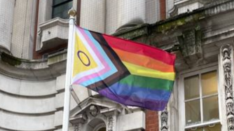 LGBTQ+ flag in front of the Woolwich Town Hall