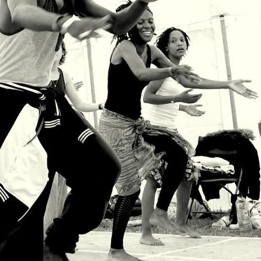 Black and white photo of women dancing